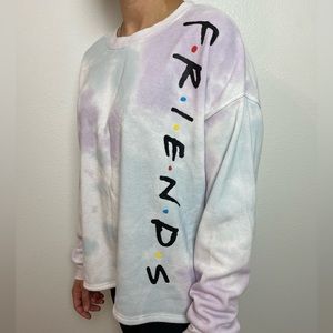 M Pastel Tie Dye Friends Crewneck Sweatshirt